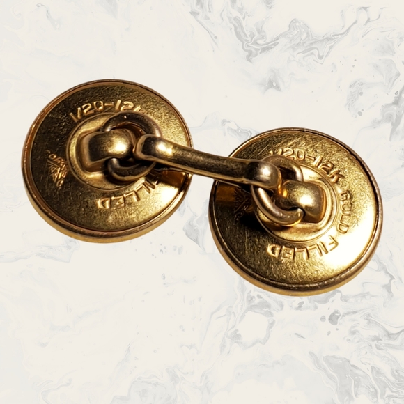 Vintage "Correct Jewelry for Men" Cuff Links 60s Black Onyx in Gold Fill Setting - Picture 2 of 5